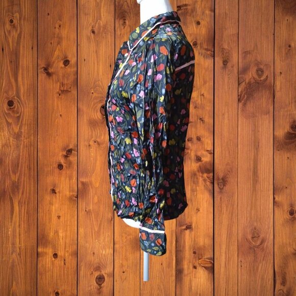 Taylor Tillman Women's Small Floral Button Front Blouse Collared Colorful - Picture 4 of 5